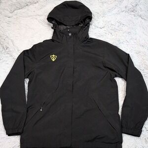 Outdoor Sport Jacket‎ Womens M Black Removable Hood Windbreaker Water Resistant